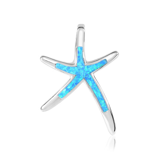 Sterling Silver Starfish Pendant with Opal