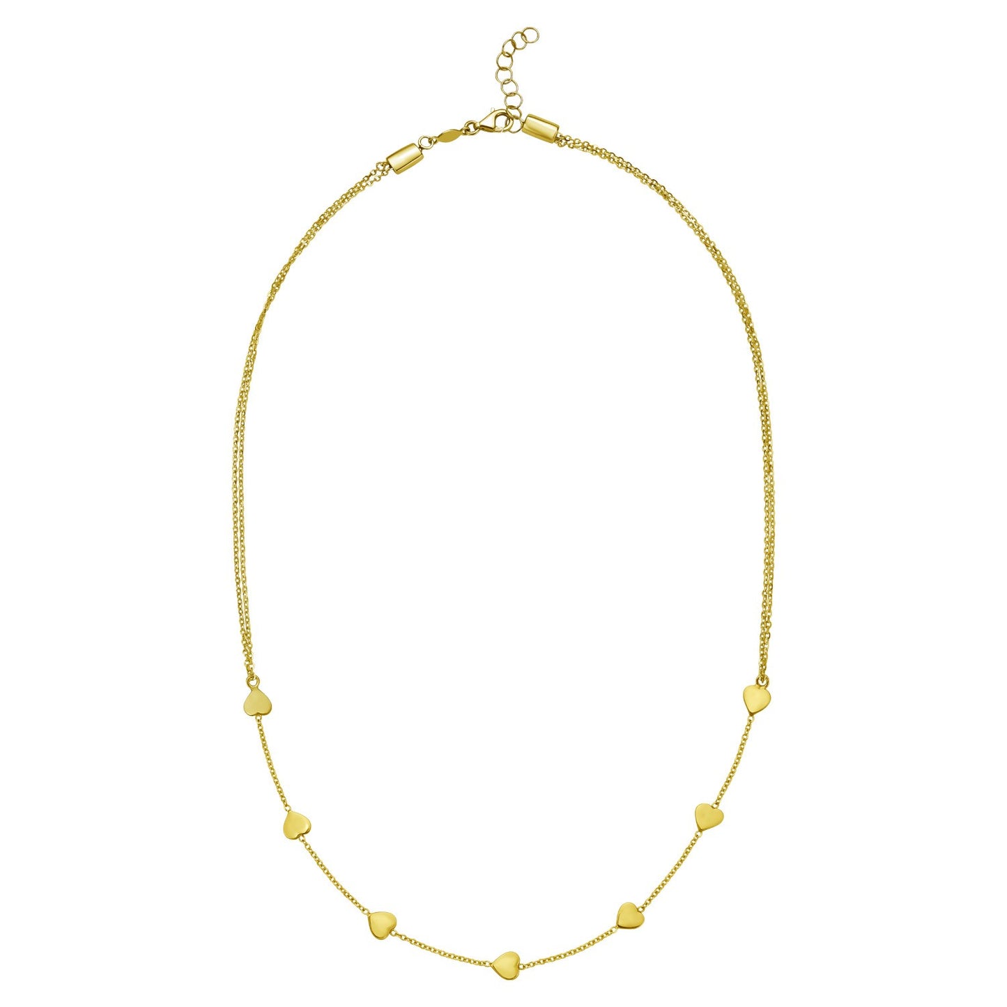 14K Yellow Gold Adjustable Heart Link Necklace