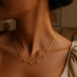 14K Yellow Gold Adjustable Heart Link Necklace