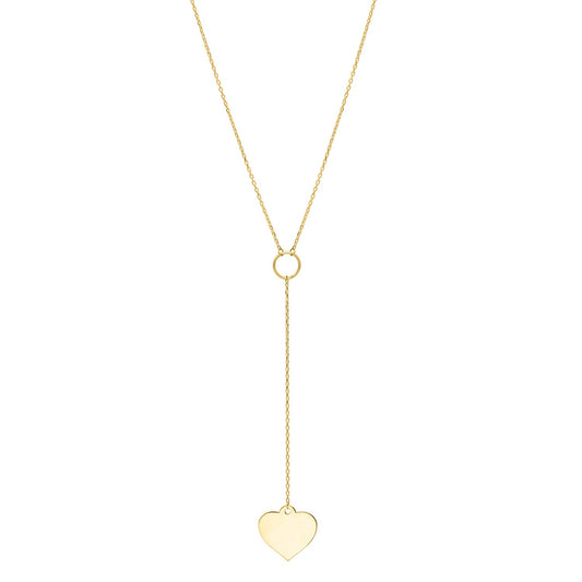 Lariat Heart Necklace in 10K Yellow Gold
