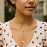 Lariat Heart Necklace in 10K Yellow Gold