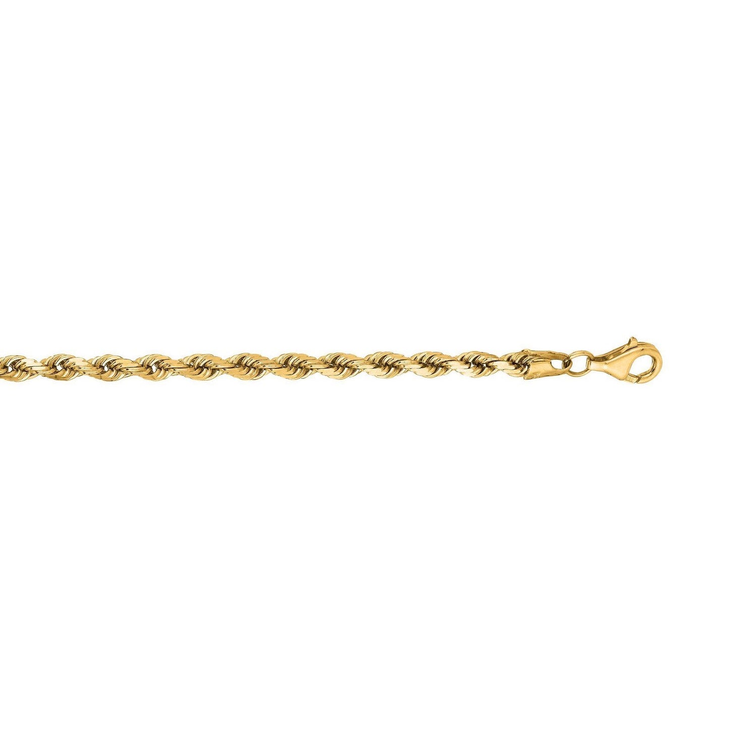 10k Yellow Gold Solid Diamond Cut Rope Bracelet (4.00 mm)