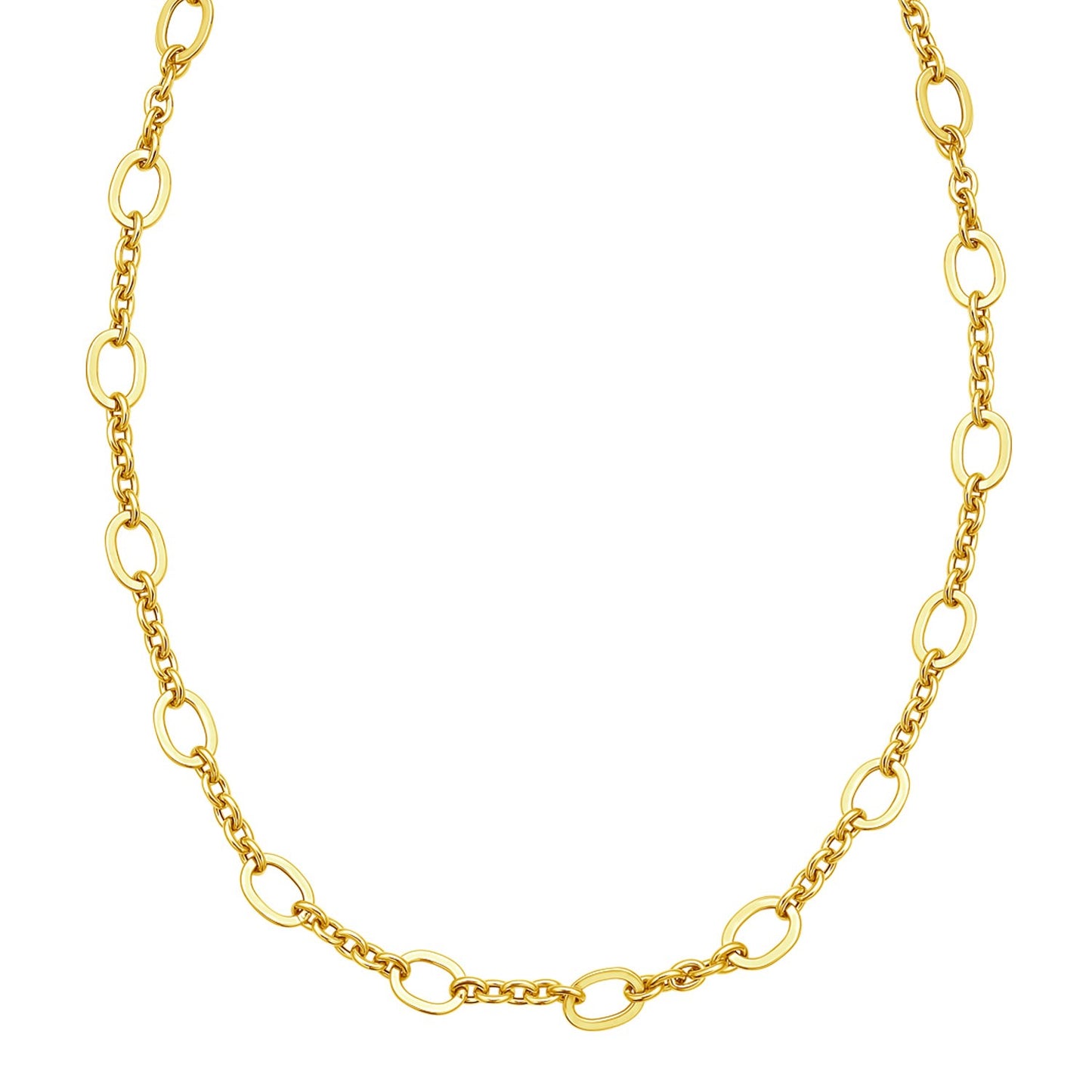 14K Yellow Gold Five and One Oval Link Chain Necklace
