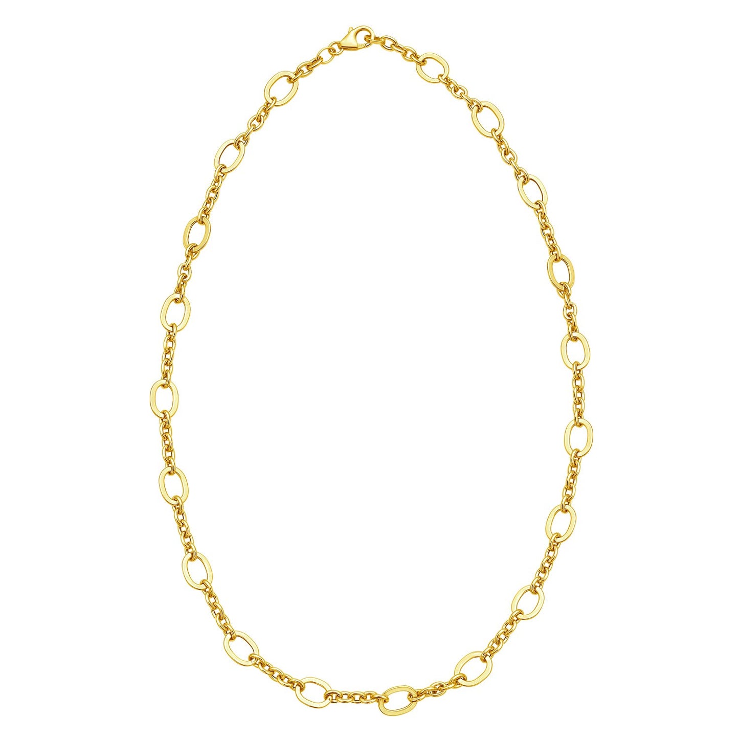 14K Yellow Gold Five and One Oval Link Chain Necklace