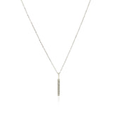 14k White Gold Bar Pendant with Diamonds