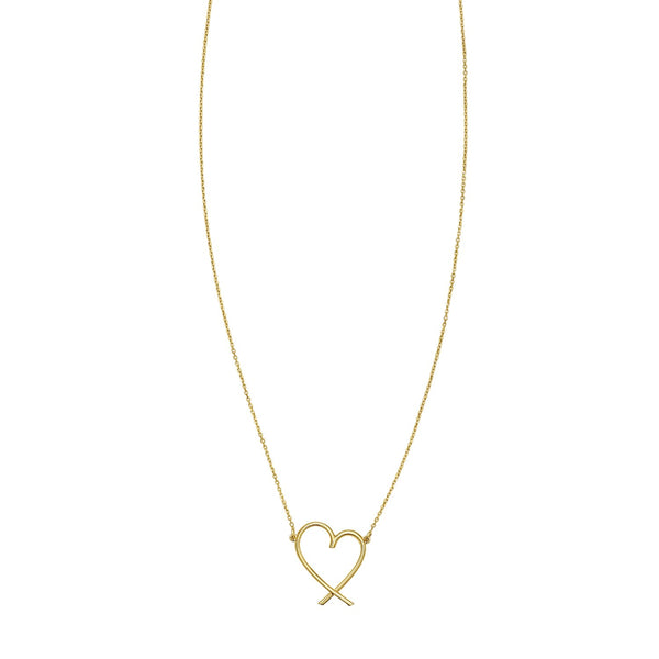 14K Yellow Gold Delicate Heart Necklace