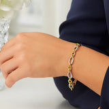 14k Two-Tone Gold Long and Short Style Oval Link Bracelet (7.50 mm)