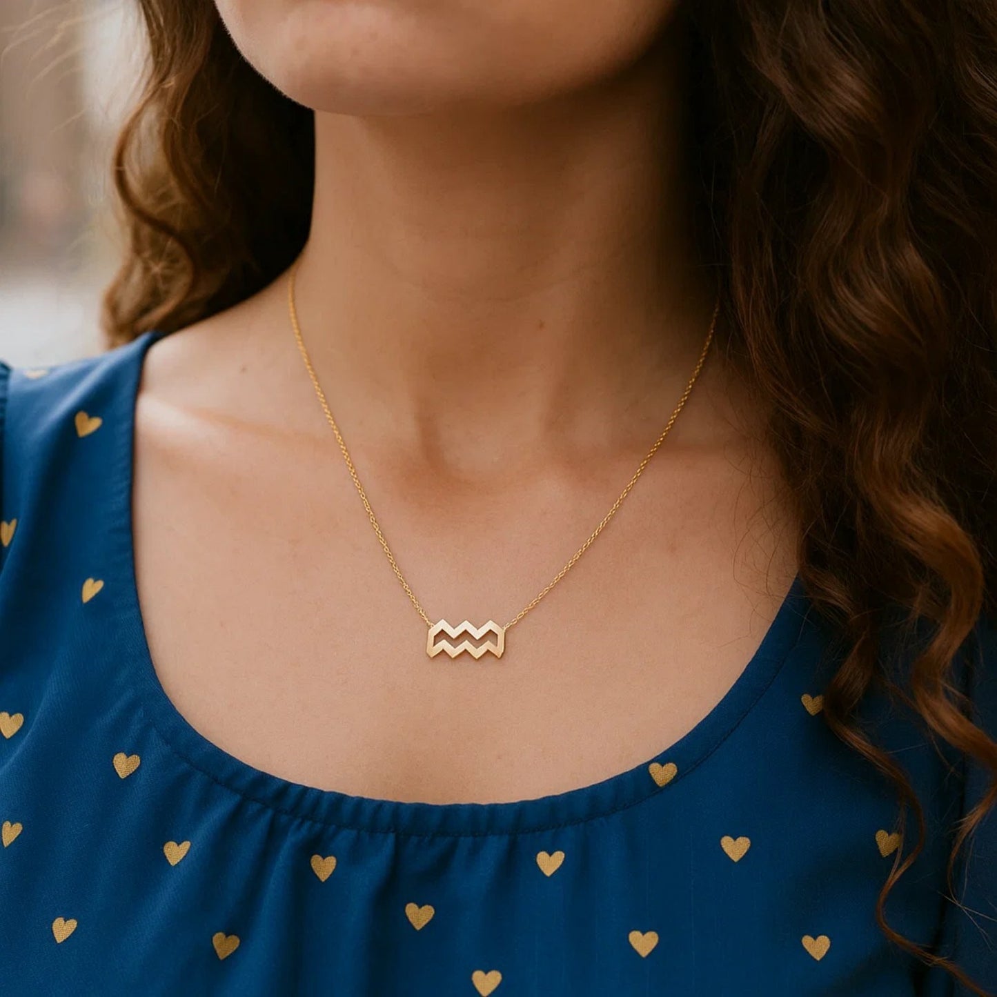 14K Yellow Gold Aquarius Necklace