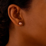 14k Rose Gold Ball Earrings with Crystal Cut Texture(5mm)