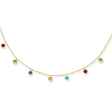 14k Yellow Gold Cable Chain Necklace with Round Multi-Tone Charms