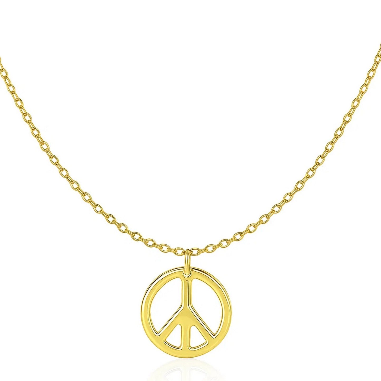 14k Yellow Gold with Peace Symbol Pendant