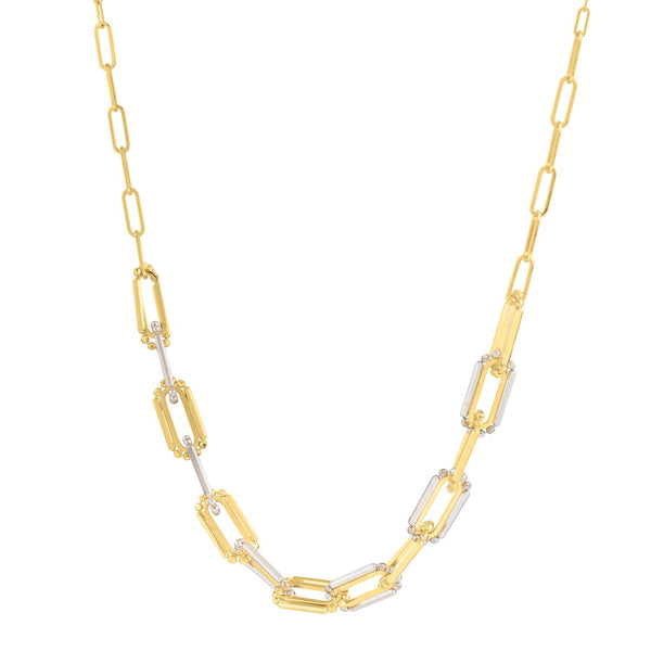 Two Tone Pallina Paperclip Necklace in 14K Gold