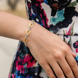 Twisted Oval Chain Bracelet in 14k Two Tone Gold (7.40 mm)