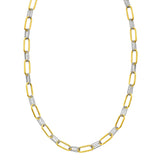 14K Two Tone Gold Diamante Paperclip Necklace (6.20 mm)