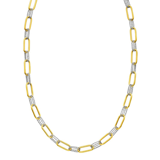 14K Two Tone Gold Diamante Paperclip Necklace (6.20 mm)