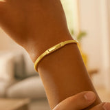 Gold Over Sterling Silver Cubogas Chain Bracelet