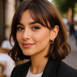 Sterling Silver Polished Hoop Style Earrings with Rhodium Plating (3x15mm)