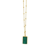 Malachite Geometric Rectangle Necklace in 14K Yellow Gold