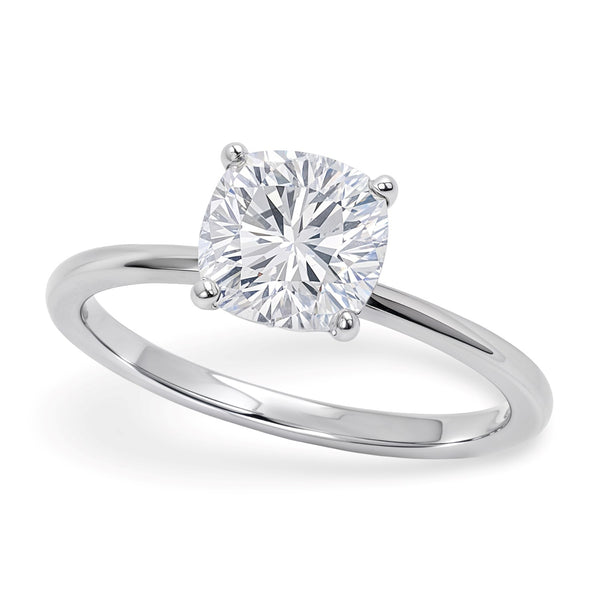 1 1/2 Carat Cushion Lab Grown IGI G/VS1 Diamond Solitaire Ring in 10K White Gold