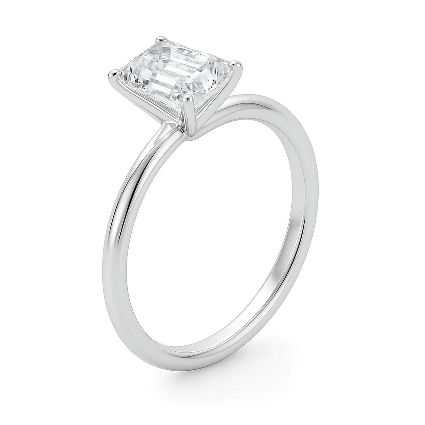 3 Carat Emerald Lab Grown IGI G/VS1 Diamond Solitaire Ring in 10K White Gold