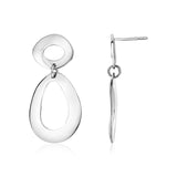 Sterling Silver Polished Teardrop and Oval Dangle Earrings