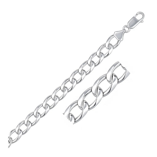 Rhodium Plated Sterling Silver Curb Style Bracelet (8.40 mm)