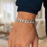 Rhodium Plated Sterling Silver Curb Style Bracelet (8.40 mm)