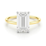 3 Carat Emerald Lab Grown IGI G/VS1 Diamond Solitaire Ring in 10K Yellow Gold