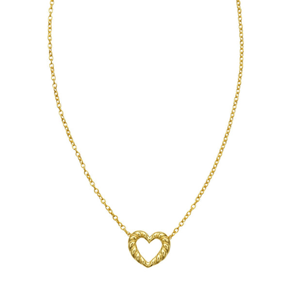 14K Yellow Gold Braided Open Heart Necklace