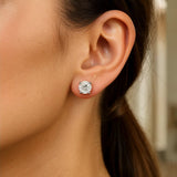 Sterling Silver Round CZ Stud Earrings(8mm)