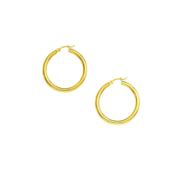 10k Yellow Gold Polished Hoop Earrings (3x30mm)