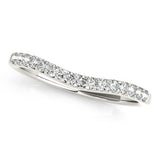 14k White Gold Round Pave Setting Curvy Diamond Wedding Band (1/4 cttw)