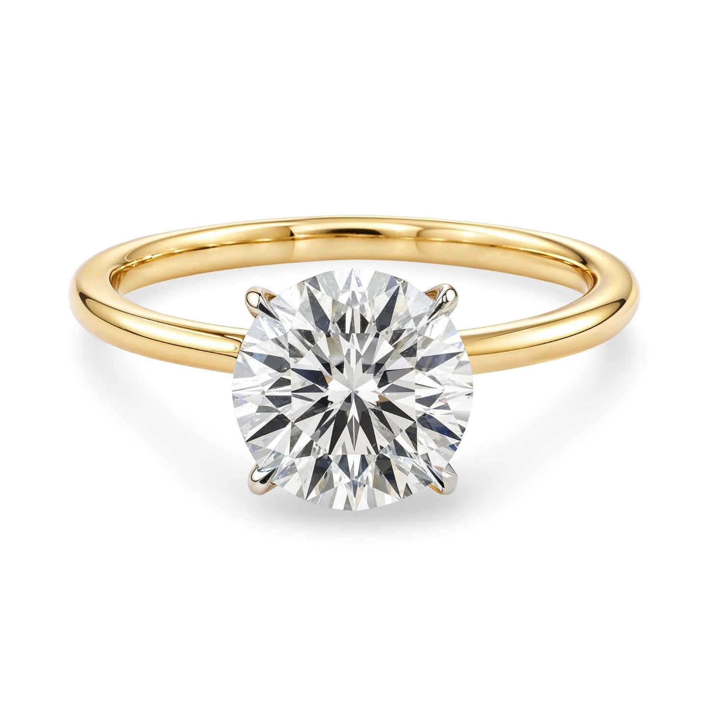 2 Carat Round Lab Grown IGI G/VS1 Diamond Solitaire Ring in 10K Yellow Gold