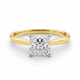 1.50Ct Princess Lab Grown IGI G/VS1 Diamond Ring in 10K Yellow Gold