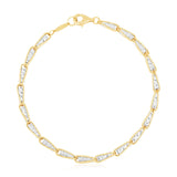 14k Two Tone Gold High Polish Diamond Cut Link Chain Bracelet (3.20 mm)