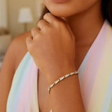 14k Two Tone Gold High Polish Diamond Cut Link Chain Bracelet (3.20 mm)