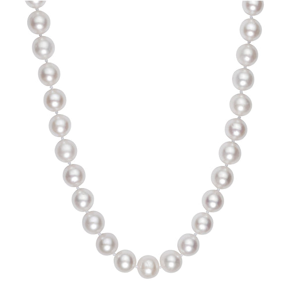 Pearl Necklace with Ball Clasp in 14K Yellow Gold