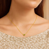 14k Yellow Gold 17 inch Necklace with Round Peridot