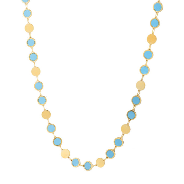 Turquoise Composite Gem Alternating Necklace in 14K Yellow Gold (5.00 mm)