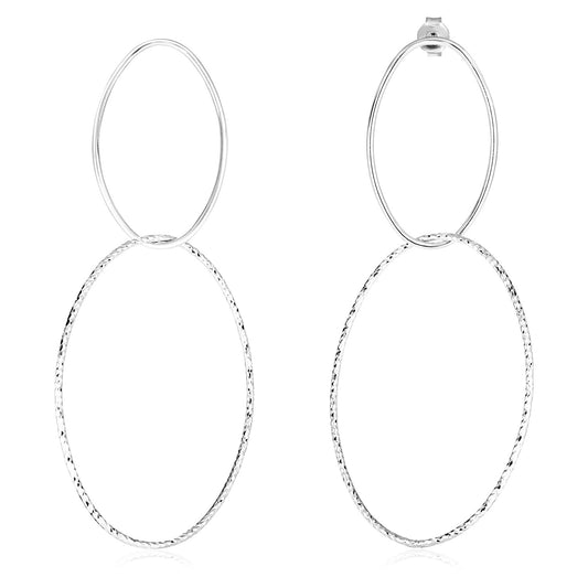 Sterling Silver Interlocking Oval Dangle Earrings