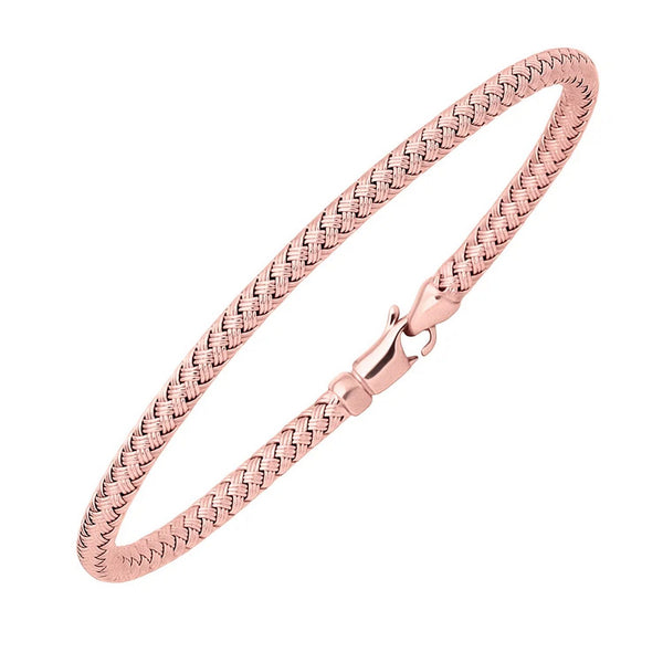 14k Rose Gold Fancy Weave Motif Bangle (3.40 mm)