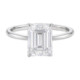 3 Carat Emerald Lab Grown IGI G/VS1 Diamond Solitaire Ring in 14K White Gold