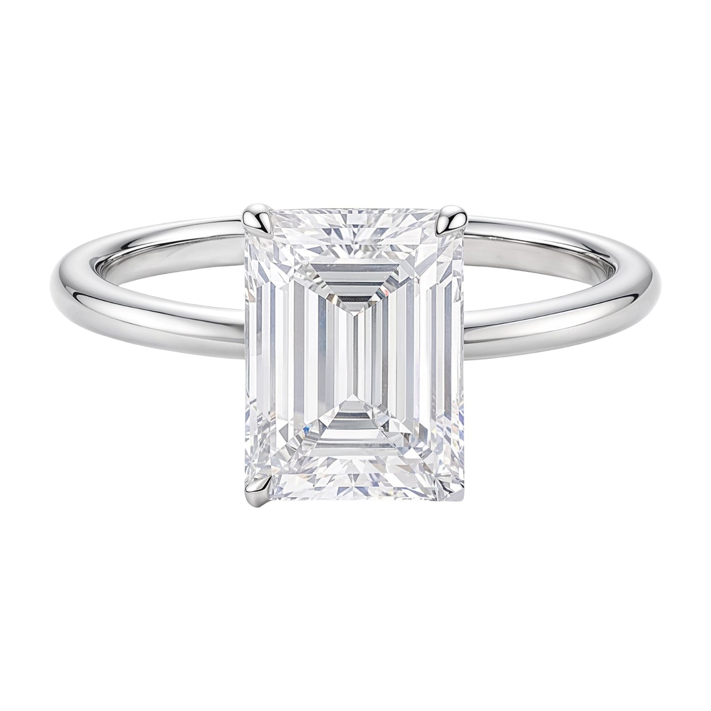 3 Carat Emerald Lab Grown IGI G/VS1 Diamond Solitaire Ring in 14K White Gold