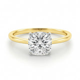 2 Carat Cushion Lab Grown IGI G/VS1 Diamond Solitaire Ring in 14K Yellow Gold