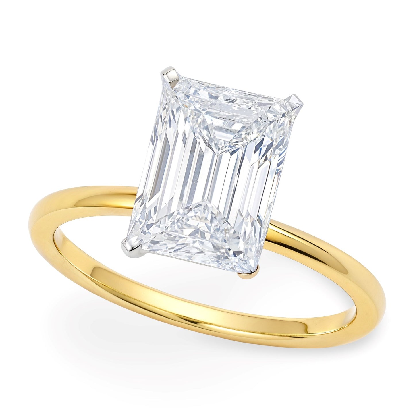 3 Carat Radiant Lab Grown IGI G/VS1 Diamond Solitaire Ring in 14K Yellow Gold