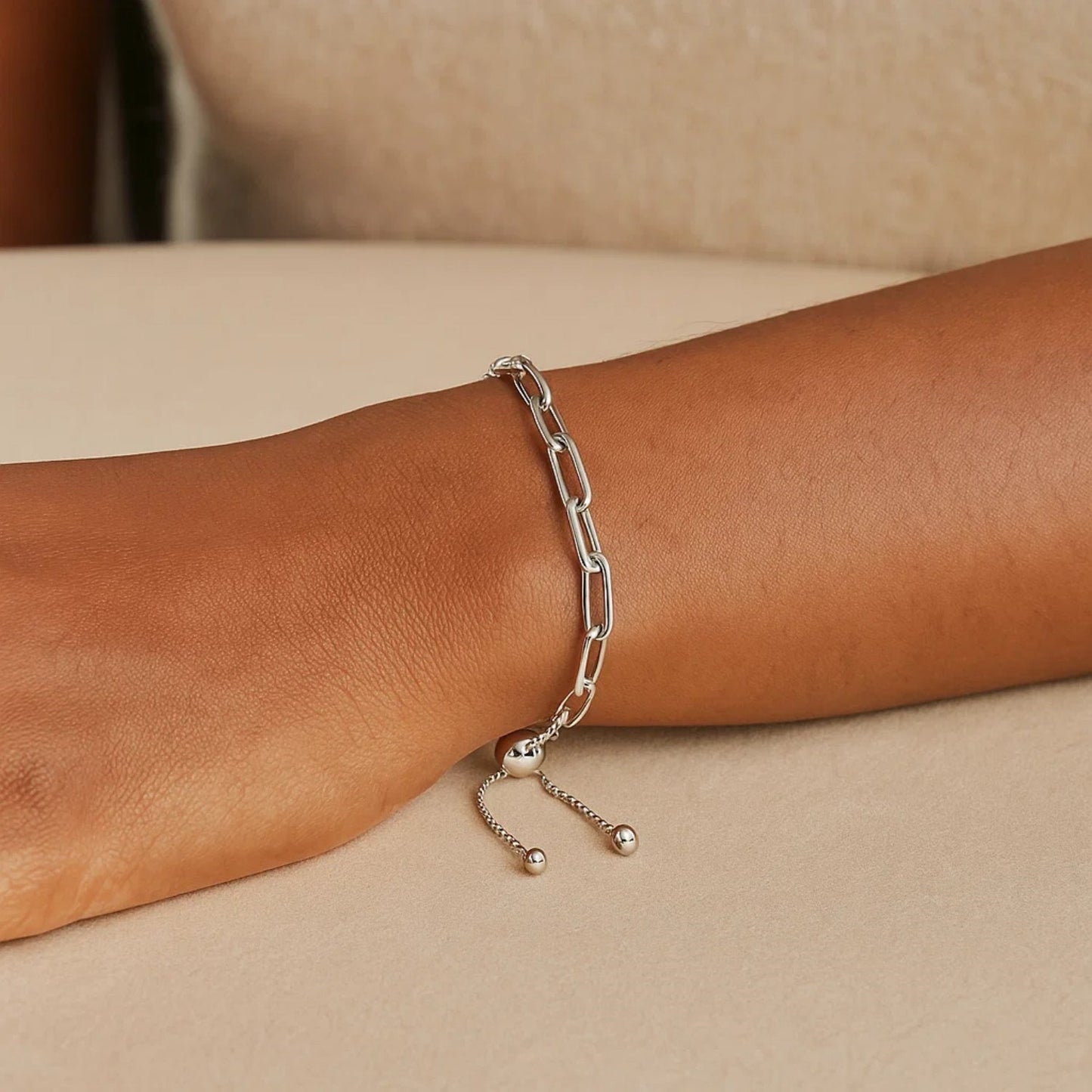 Sterling Silver Paperclip Chain Adjustable Bracelet (3.80 mm)