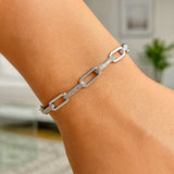 14k White Gold Diamante Paperclip Chain Bracelet (4.00 mm)