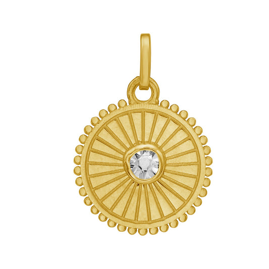 14K Yellow Gold Solitaire Disc Charm Pendant