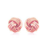 14k Rose Gold Love Knot with Ridge Texture Earrings