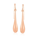 14k Rose Gold Long Polished Teardrop Dangling Earrings